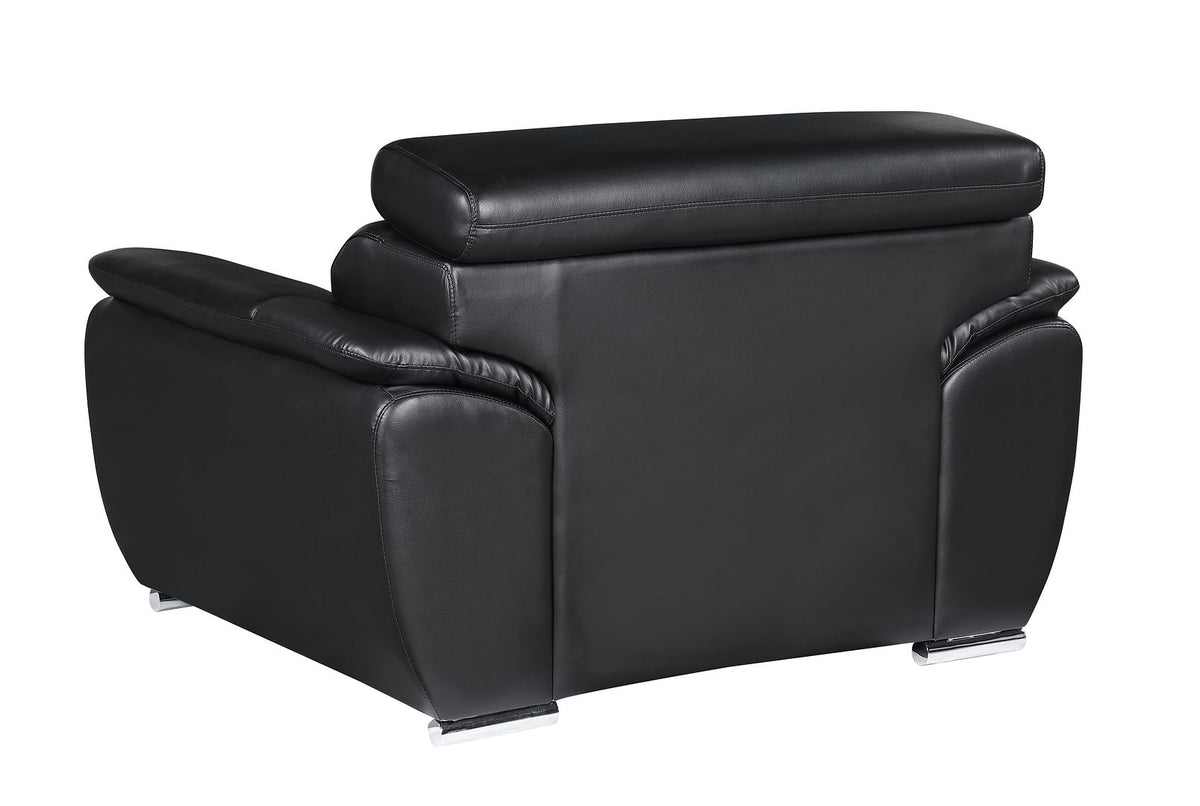4571 Modern Genuine Leather Chair - Black - SKU 4571-CH-BLACK - view 3