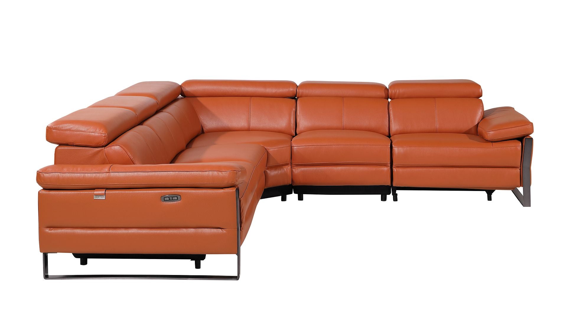 1246 Divanitalia 5-Piece L-Shaped Modular Power Reclining Sectional Sofa with Power Headrests - Top Grain Italian Leather
