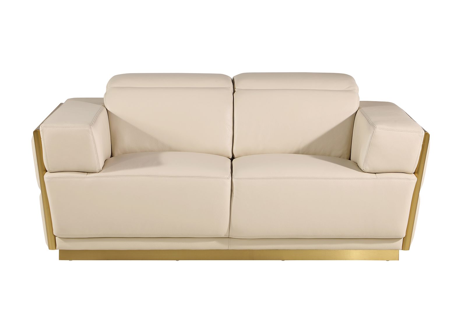 1111 Divanitalia 3-Piece Sofa Set with Adjustable Headrest in Top-grain Italian Leather - Cream - SKU 1111-BEIGE-3PC - view 5