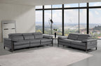1246 Divanitalia Modular Power Dual Reclining Sofa and Loveseat Set with Power Headrests - Top Grain Italian Leather - Dark Grey - SKU 1246-DK-GREY-5.4-HT-2PC