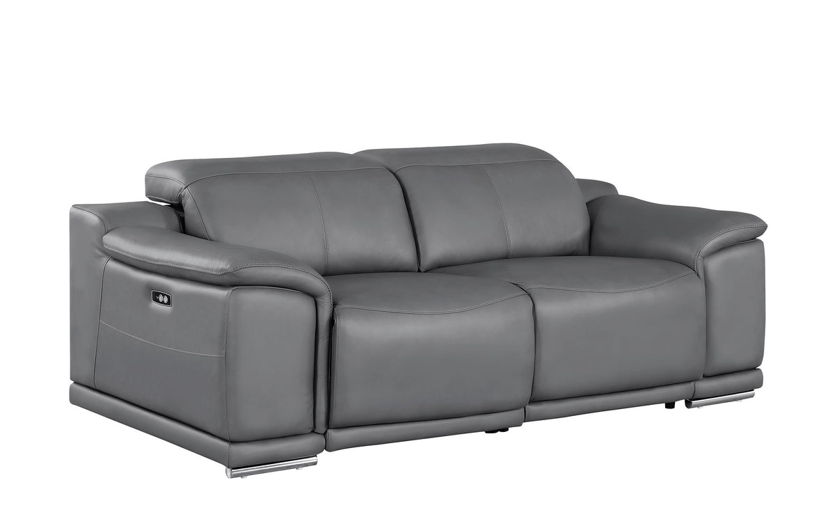 2679 Genuine Leather Loveseat with Dual Power Recliners - Dark Grey - SKU 2679-DK-GRAY-2.2-HT - view 4