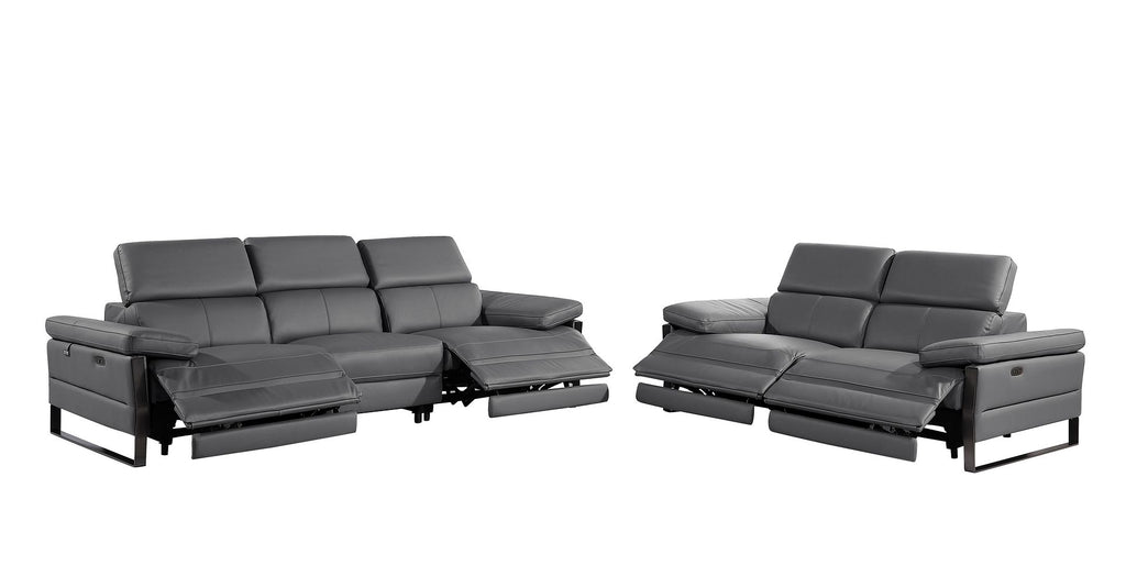 1246 Divanitalia Modular Power Dual Reclining Sofa and Loveseat Set with Power Headrests - Top Grain Italian Leather - Dark Grey - SKU 1246-DK-GREY-5.4-HT-2PC - view 4
