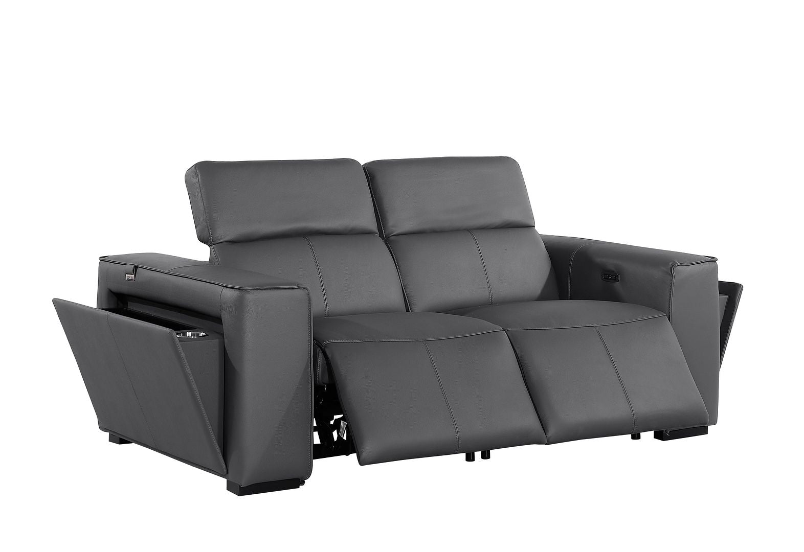 1224 Divanitalia 2-Piece Modular Power Reclining Loveseat in Top Grain Italian Leather with 2 Power Recliners & Power Headrests