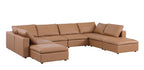 1100 Divanitalia Top-grain Italian Leather 8-Piece Sectional Sofa with Chaise