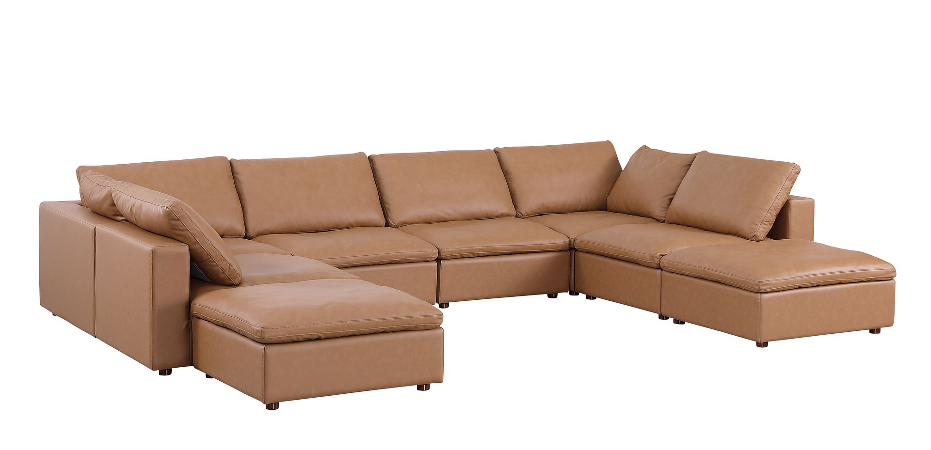 1100 Divanitalia Top-grain Italian Leather 8-Piece Sectional Sofa with Chaise