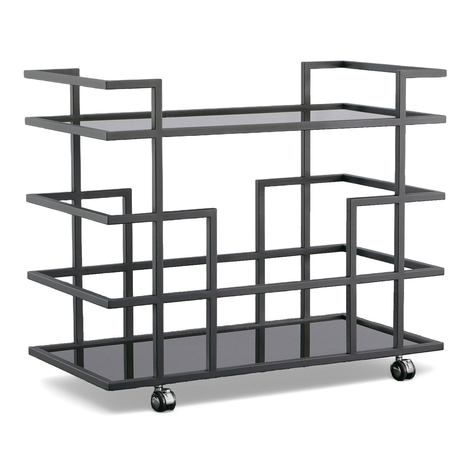 Deakin - Black Stainless Steel and Black Glass Wine Rack