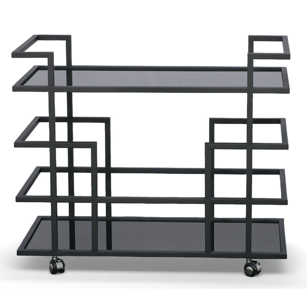 Deakin - Black Stainless Steel and Black Glass Wine Rack
