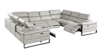 1246 Divanitalia 8-Piece U-Shaped Modular Power Reclining Sectional Sofa with 4 Power Recliners and Power Headrests - Top Grain Italian Leather