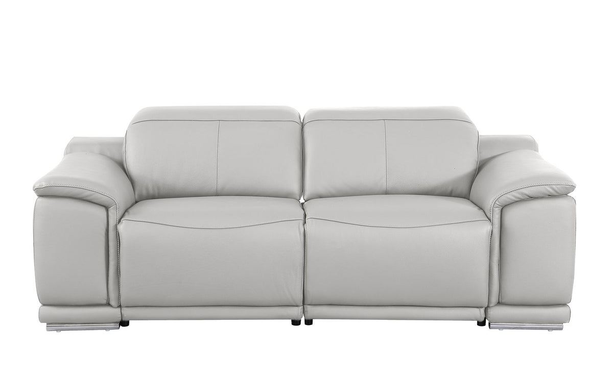 9762 Divanitalia 2-Piece Modular Power Reclining Console with 2 Power Recliners in Top Grain Italian Leather - Light Grey - SKU 9762-LT-GREY-2.2-HT - view 3