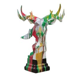 Deer Head Multicolor Geometric Sculpture