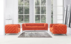 Divani Casa Delilah - Modern Orange Fabric Loveseat with Sofa snd Chair
