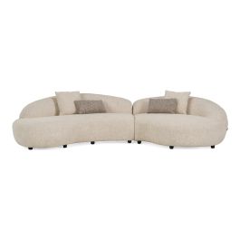 Delvan - Contemporary Beige Fabric Right Facing Chaise Sectional Sofa