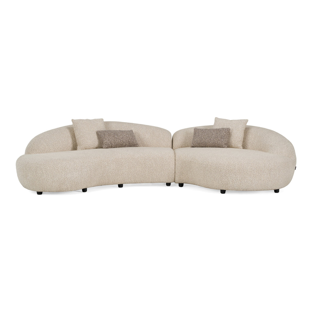 Delvan - Contemporary Beige Fabric Right Facing Chaise Sectional Sofa