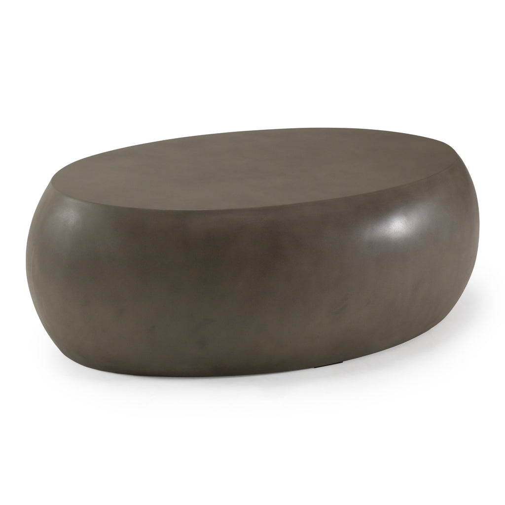 Denny - Modern Grey Concrete Oval Coffee Table