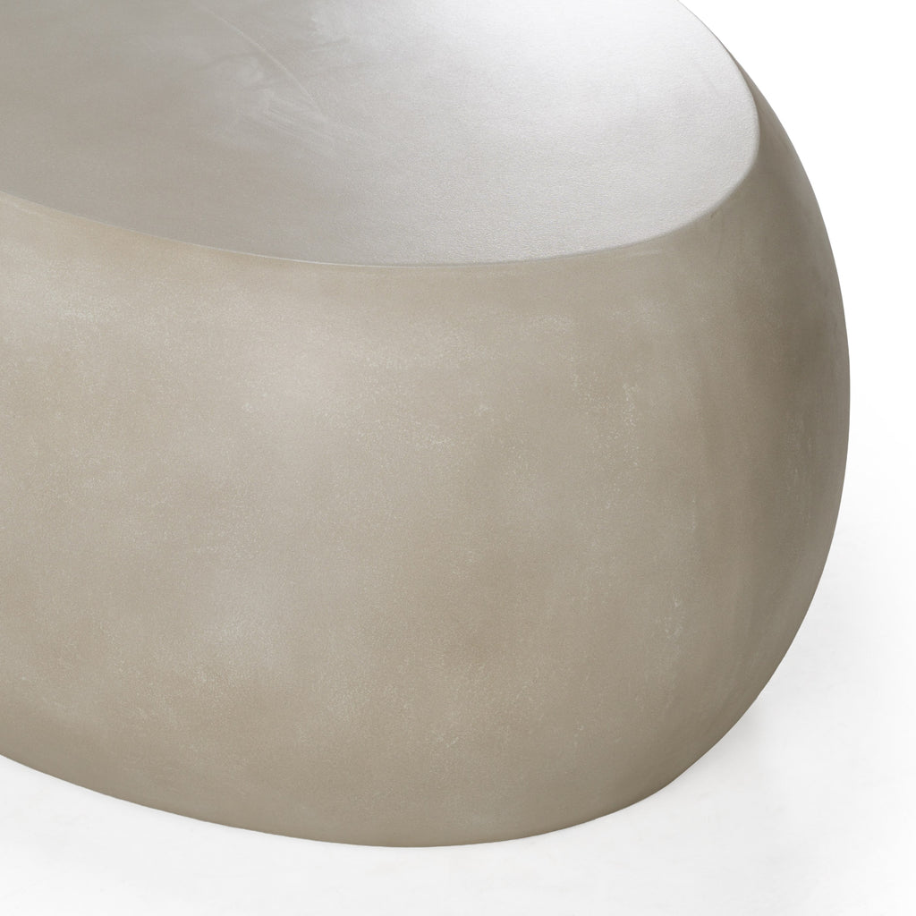 Denny - Modern Beige Concrete Oval Coffee Table