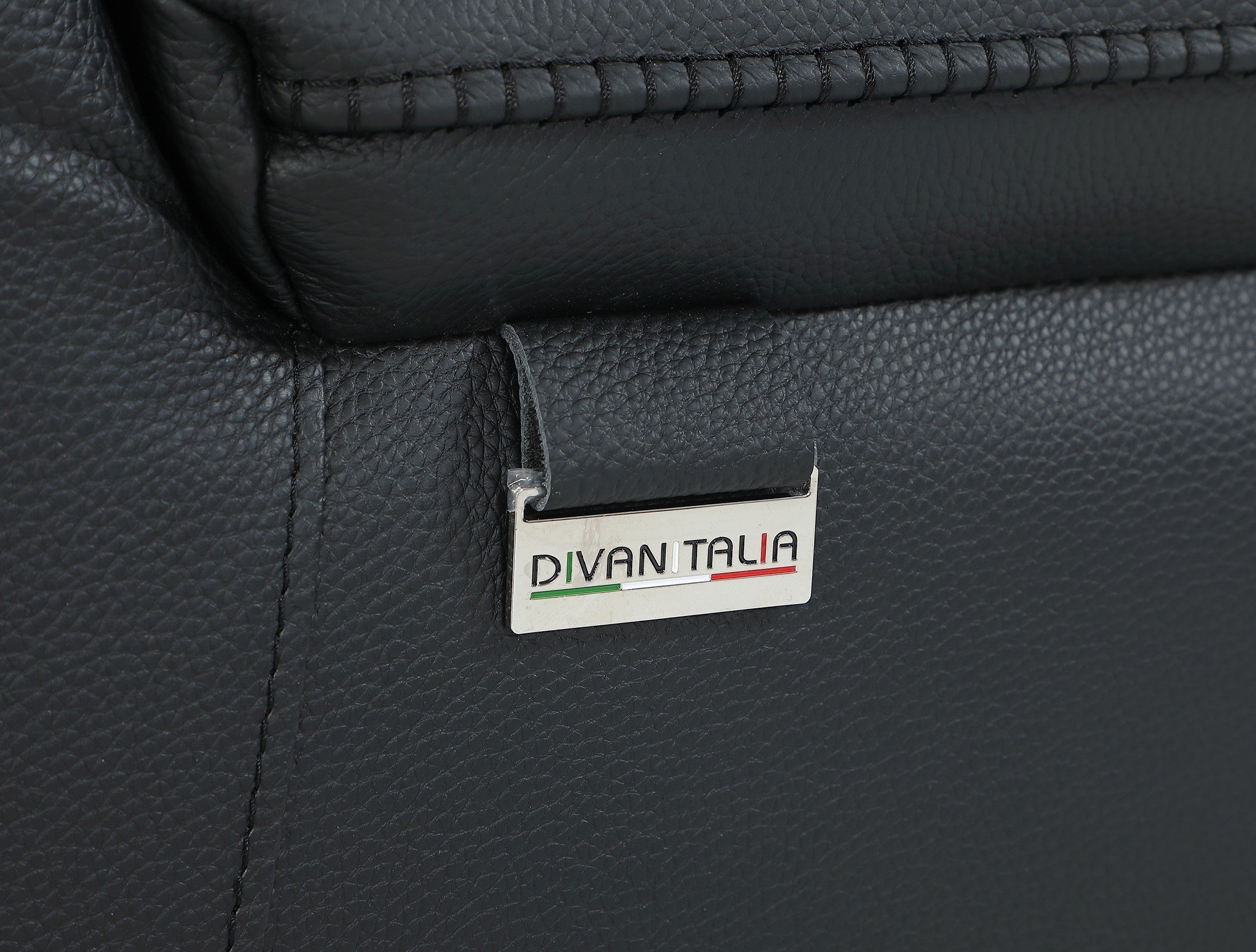 9762 DivanItalia Black Sectional – Top Grain Italian Leather with Power Recliners and Consoles