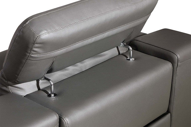 DivaniItalia 9762 Dark Grey 12-Piece Italian Leather Sectional (4 Power Recliners)