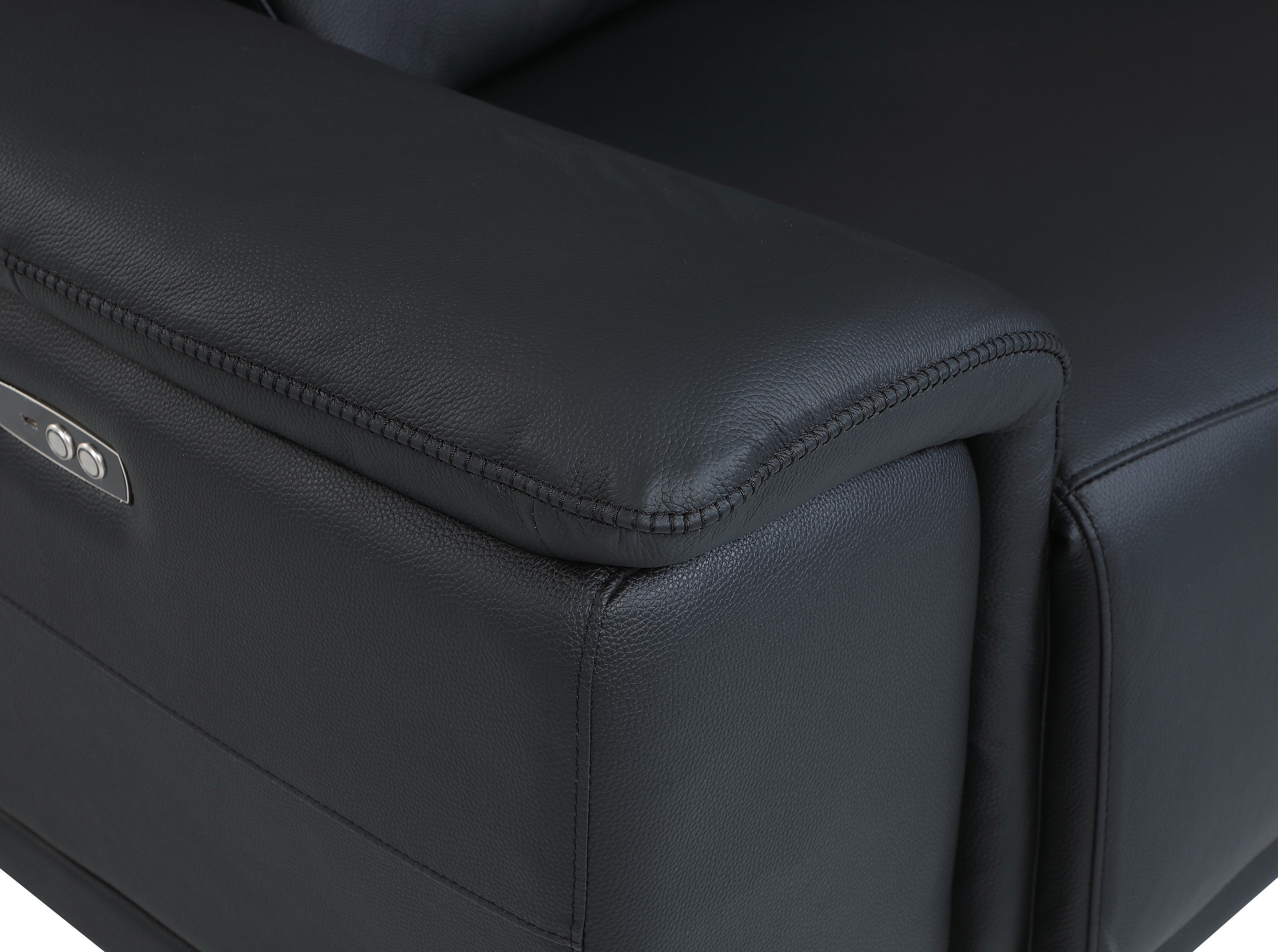 9762 DivanItalia Black 8-Piece Sectional – Top Grain Italian Leather with 2 Power Recliners and 2 Consoles