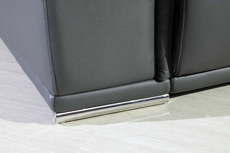 DivaniItalia 9762 Dark Grey 12-Piece Italian Leather Sectional (4 Power Recliners)