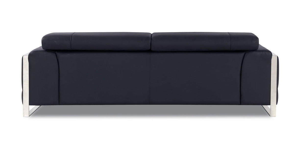 903 Divanitalia Loveseat with Adjustable Headrest in Top-grain Italian Leather - Black - SKU 903-L-BLACK - view 4