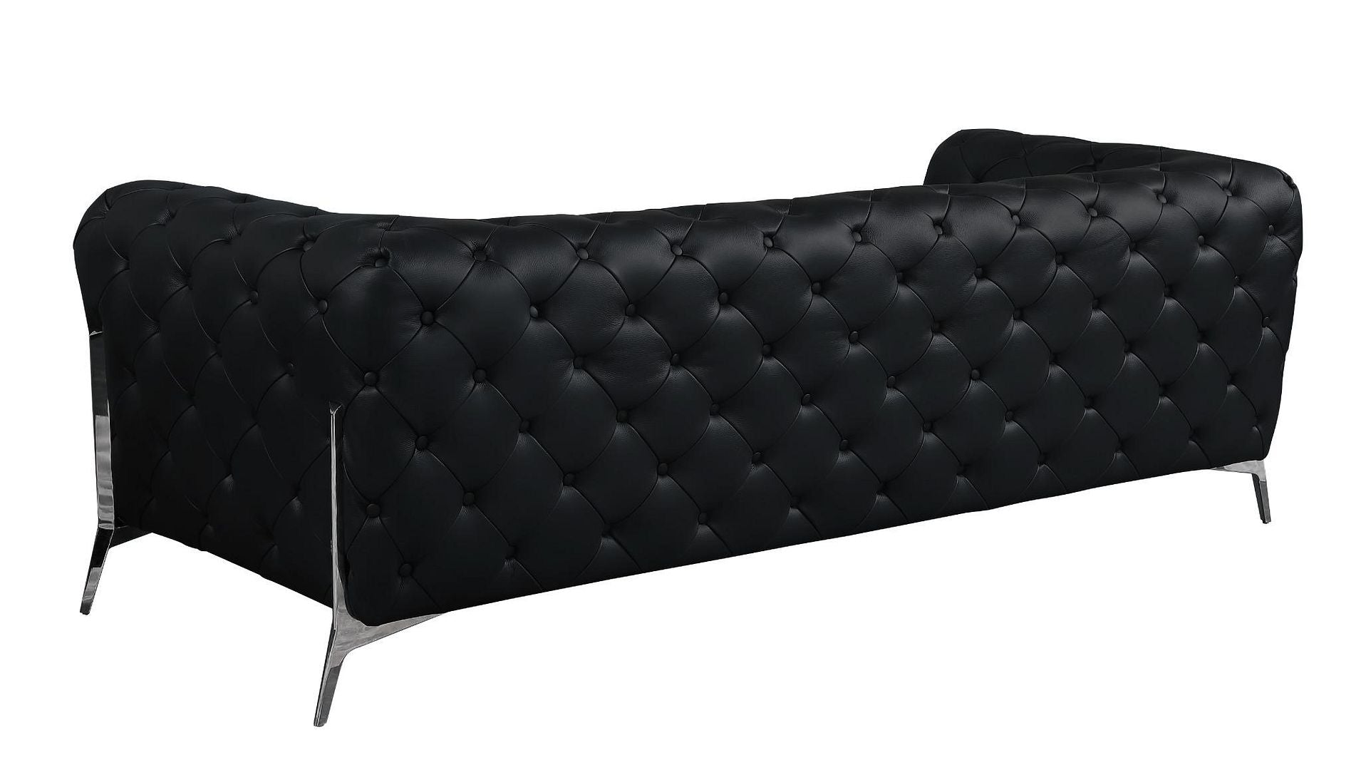 970 Divanitalia 3-Piece Sofa Set in Top-grain Italian Leather - Black - SKU 970- BLACK 3PC (S/L/CH) - GROUP