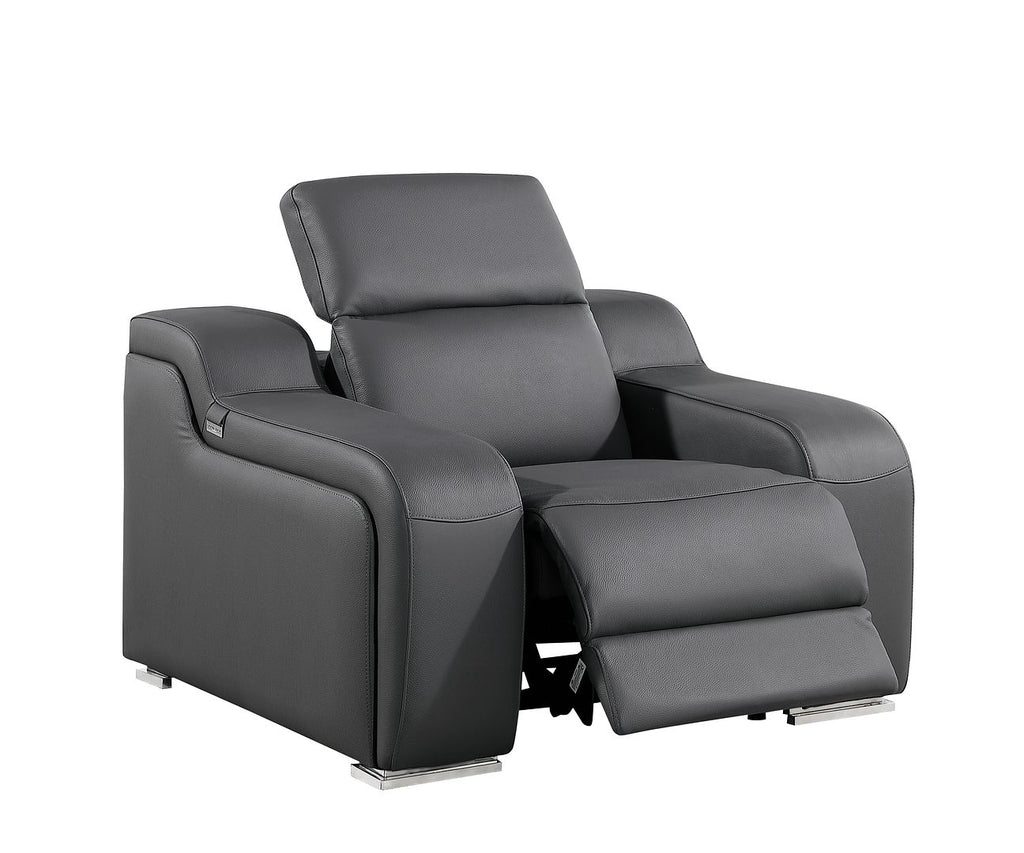 1116 Divanitalia 6-Piece Modular Power Reclining Sofa, Loveseat & Chair Set in Top Grain Italian Leather with 6 Power Recliners & Power Headrests - Dark Grey - SKU 1116-DK_GREY-6.6-HT-3PC - view 13