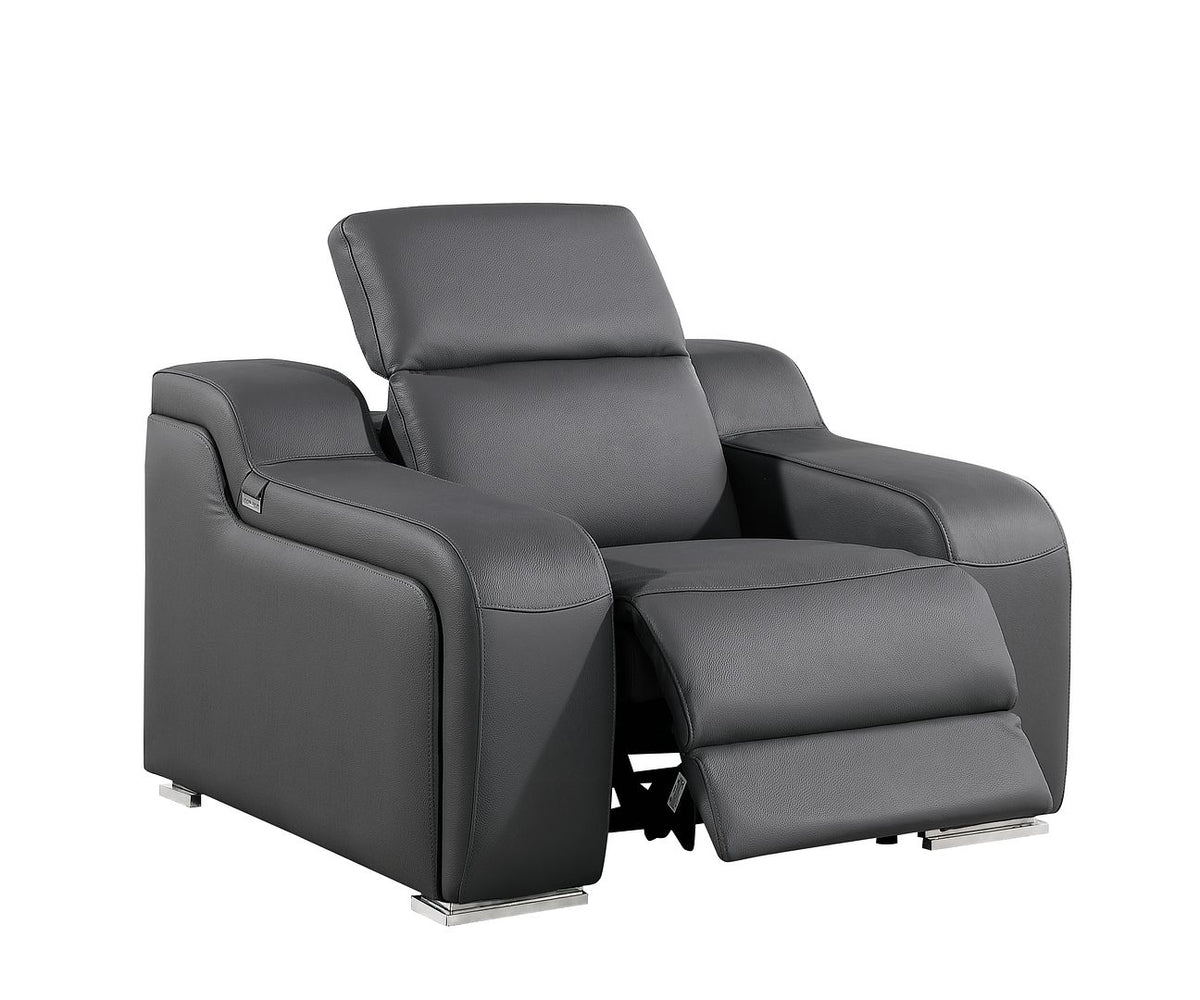 1116 Divanitalia 6-Piece Modular Power Reclining Sofa, Loveseat & Chair Set in Top Grain Italian Leather with 6 Power Recliners & Power Headrests - Dark Grey - SKU 1116-DK_GREY-6.6-HT-3PC - view 13