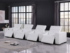 1208 7 Piece Leather Sofa with 4 Power Recliners and Power Headrests - White - SKU 1208-WHITE-S-7.4-HT - view 2