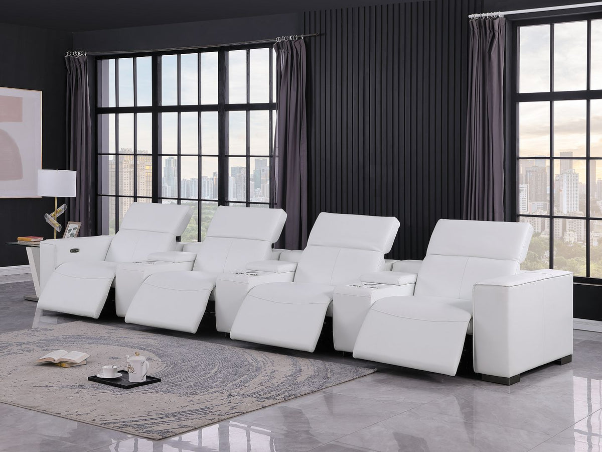 1208 7 Piece Leather Sofa with 4 Power Recliners and Power Headrests - White - SKU 1208-WHITE-S-7.4-HT - view 2