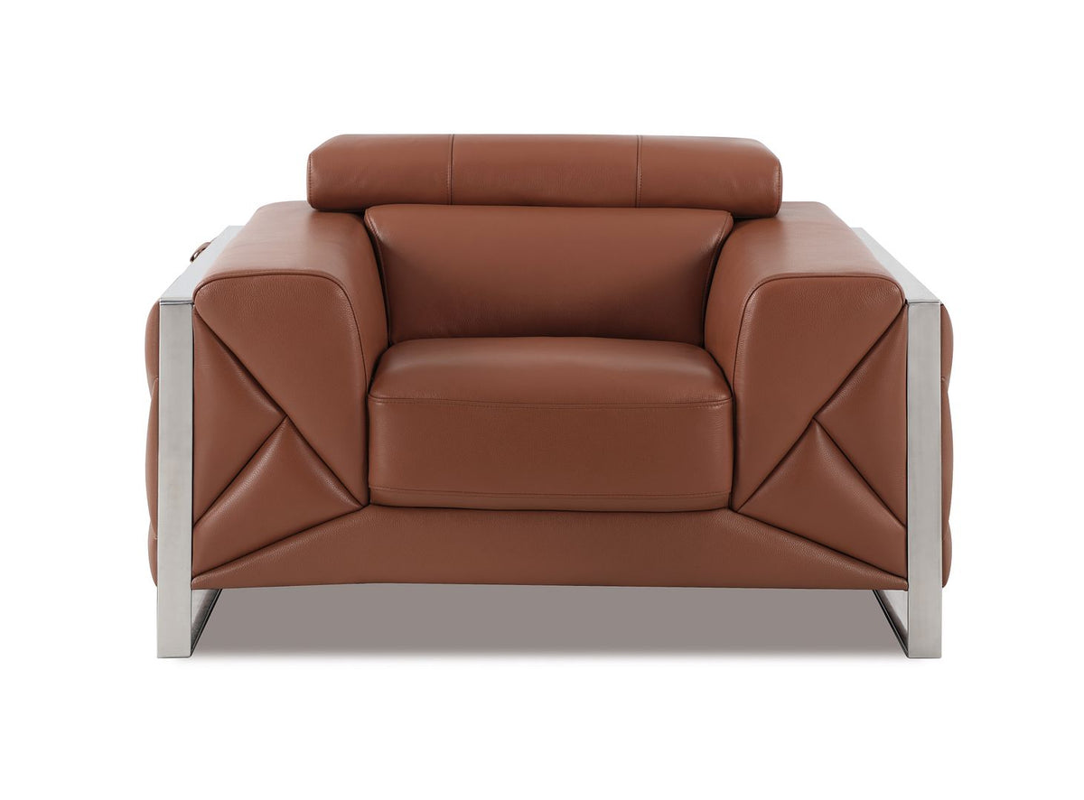 903 Divanitalia Chair with Adjustable Headrest in Top-grain Italian Leather - Camel - SKU 903-CH-CAMEL