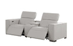 1208 Genuine Leather Dual Power Reclining Console Loveseat