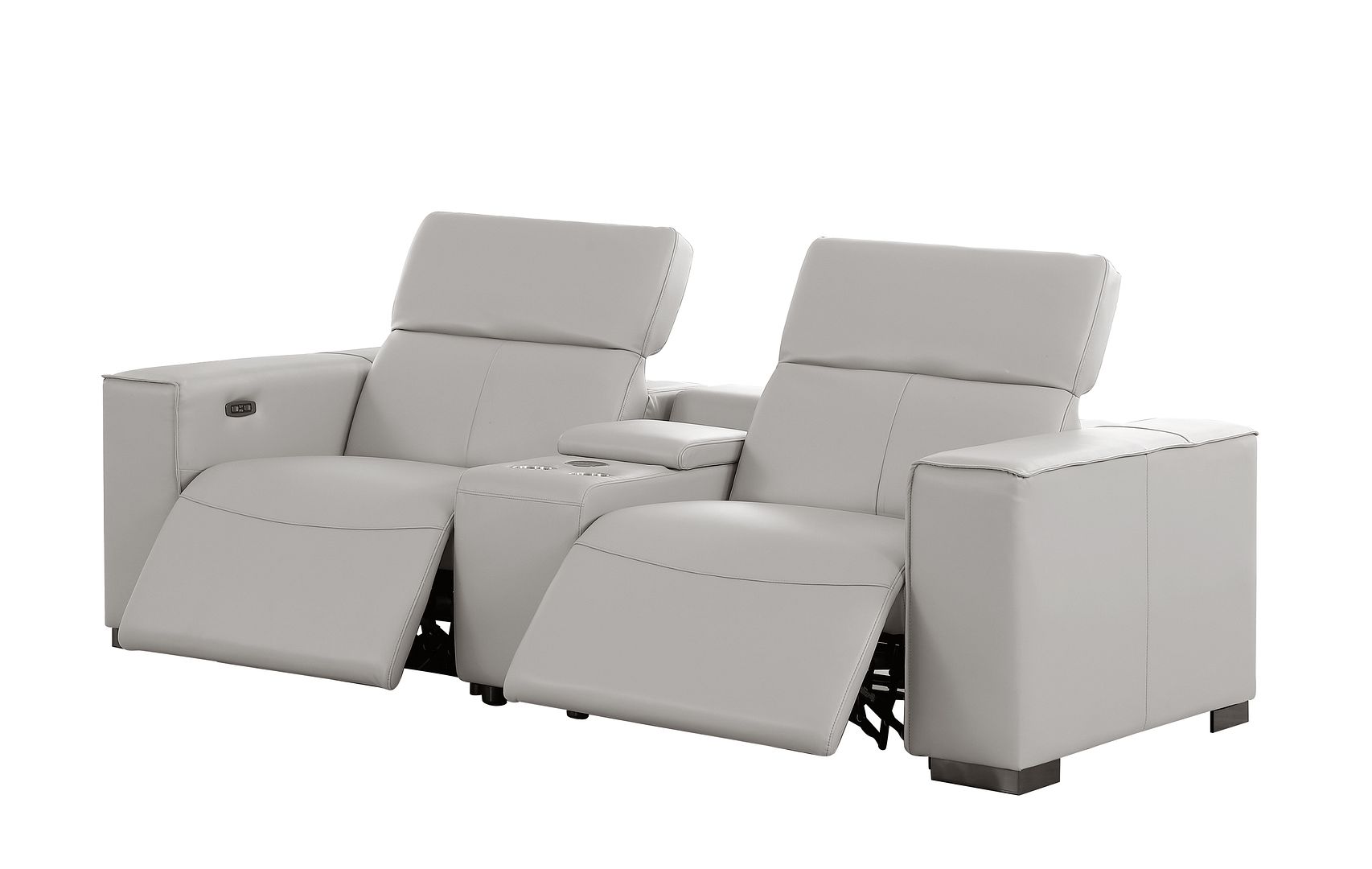 1208 Genuine Leather Dual Power Reclining Console Loveseat