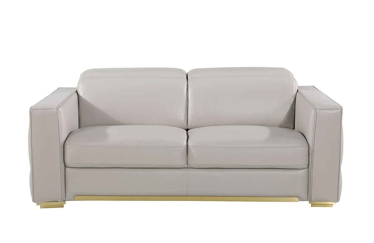 1120 Divanitalia Loveseat with Adjustable Headrest in Top-grain Italian Leather - Light Grey - SKU 1120-LT-GREY-L
