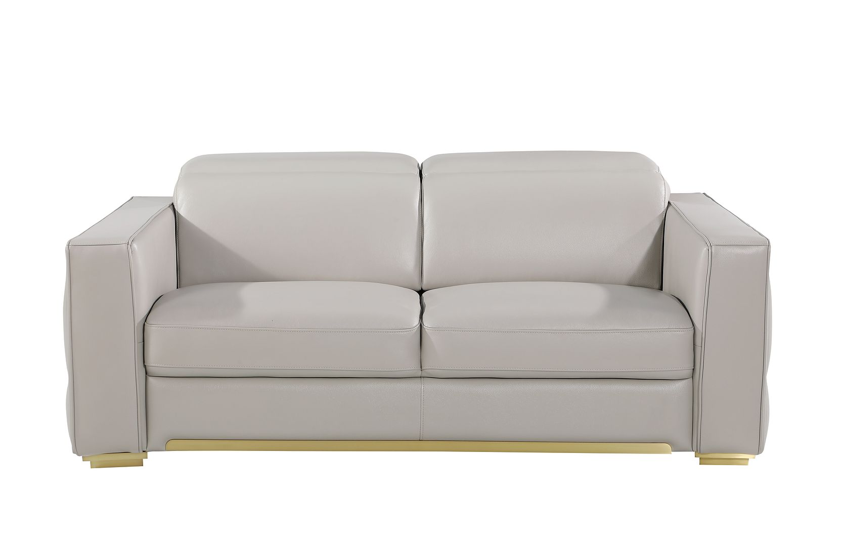 1120 Divanitalia Loveseat with Adjustable Headrest in Top-grain Italian Leather - Light Grey