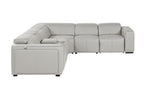 1224 Divanitalia 6-Piece L-Shaped Sectional Sofa in Top Grain Italian Leather with 3 Power Recliners & Power Headrests