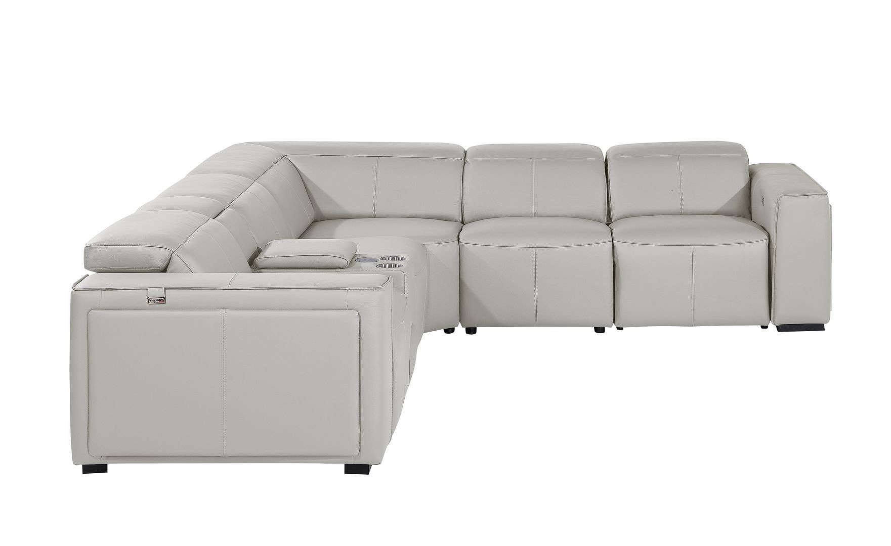 1224 Divanitalia 6-Piece L-Shaped Sectional Sofa in Top Grain Italian Leather with 3 Power Recliners & Power Headrests