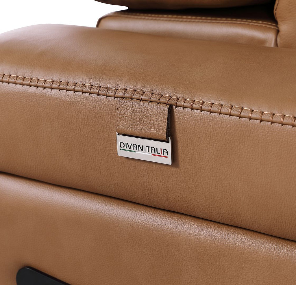 1126 Divanitalia 3-Piece Modular Power Reclining Sofa in Top Grain Italian Leather with 2 Power Recliners & Power Headrests