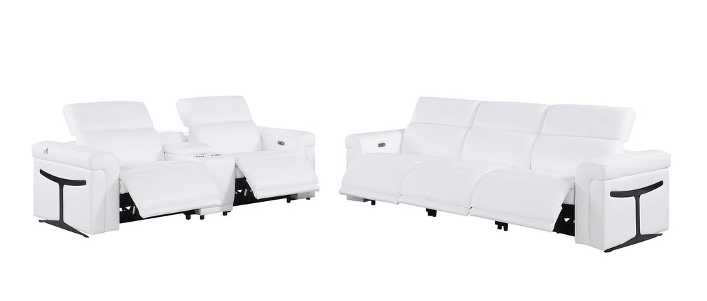 1126 Divanitalia 6-Piece Modular Power Reclining Sofa and Console Loveseat Set in Top Grain Italian Leather with 5 Power Recliners & Power Headrests - White - SKU 1126-WHITE-6.5-HT - view 4