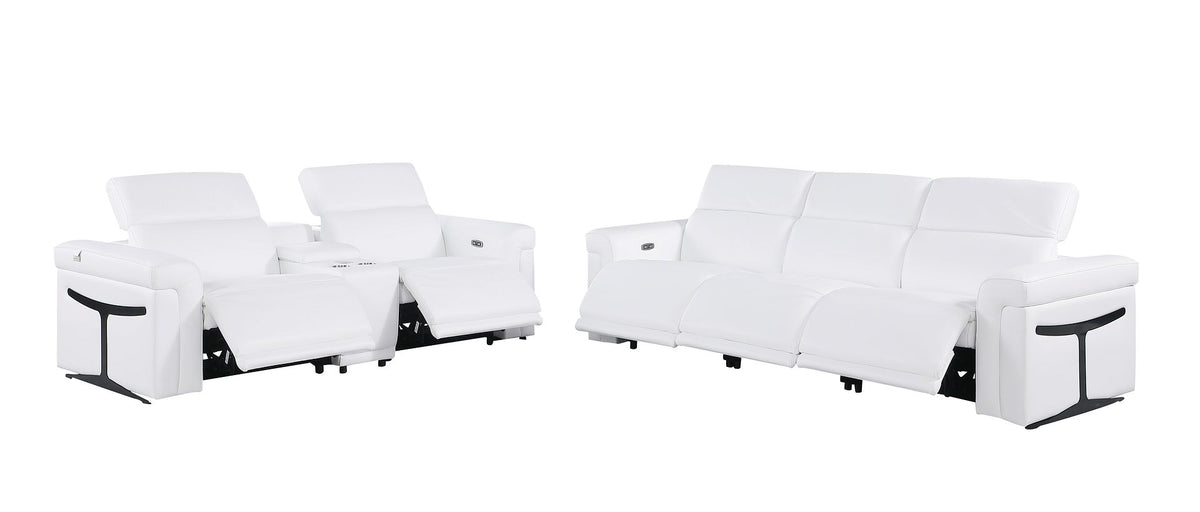 1126 Divanitalia 6-Piece Modular Power Reclining Sofa and Console Loveseat Set in Top Grain Italian Leather with 5 Power Recliners & Power Headrests - White - SKU 1126-WHITE-6.5-HT - view 4