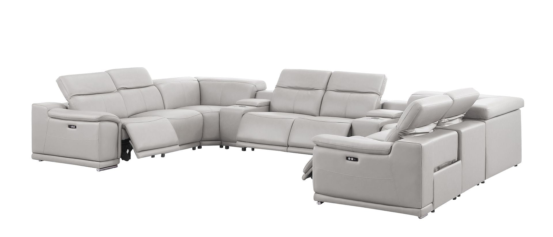 2679 10-Piece U-Shaped Power Reclining Sectional Sofa in Genuine Leather - 4 Recliners