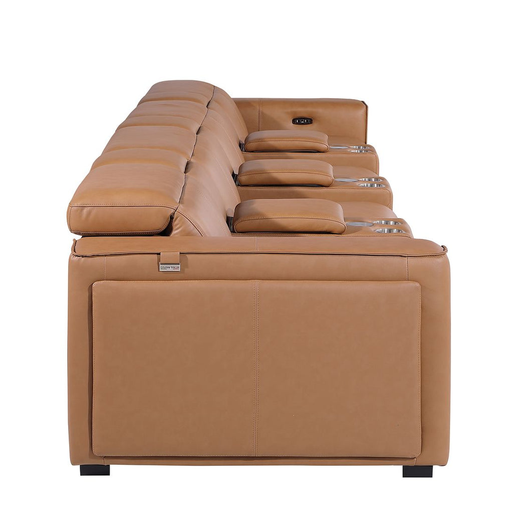 1224 Divanitalia 7-Piece Modular Power Reclining Sofa in Top Grain Italian Leather with 4 Power Recliners & Power Headrests