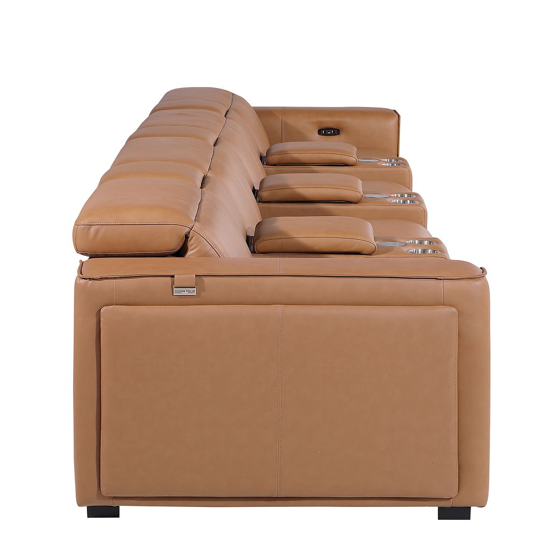 1224 Divanitalia 7-Piece Modular Power Reclining Sofa in Top Grain Italian Leather with 4 Power Recliners & Power Headrests