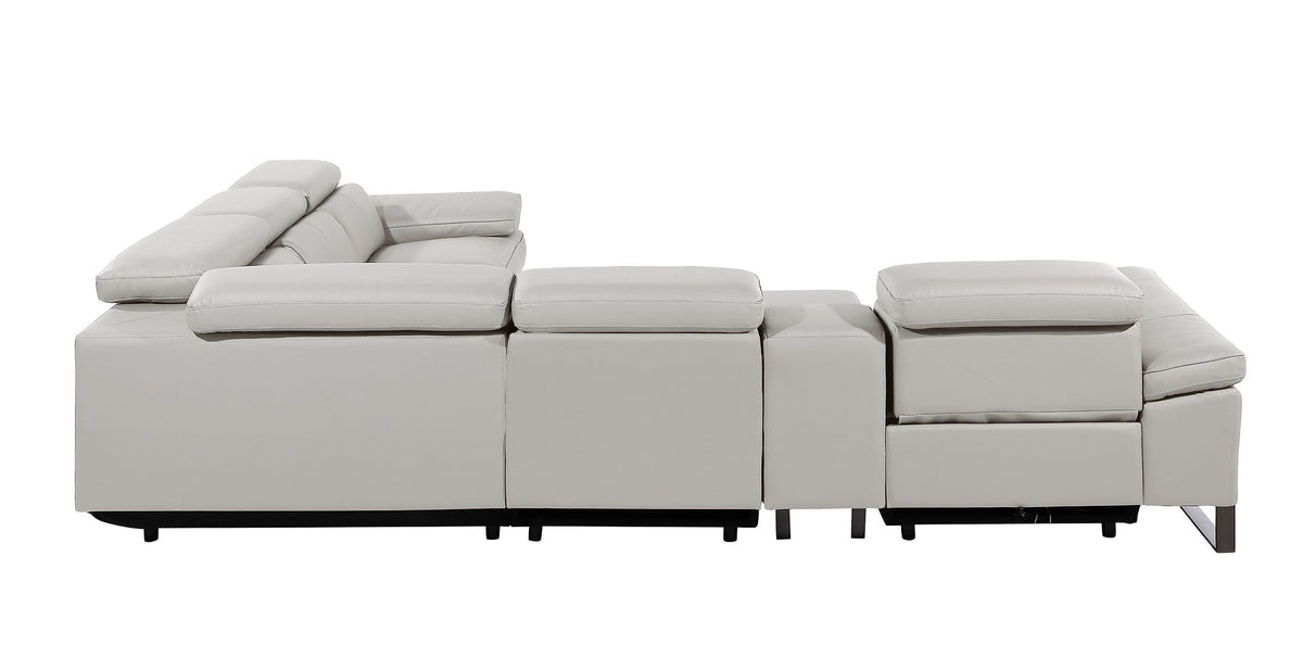 1246 Divanitalia 6-Piece L-Shaped Modular Power Reclining Sectional Sofa with 3 Power Recliners and Power Headrests - Top Grain Italian Leather - Light Grey - SKU 1246-LT-GREY-6PC-3PWR-SECTIONAL - view 6
