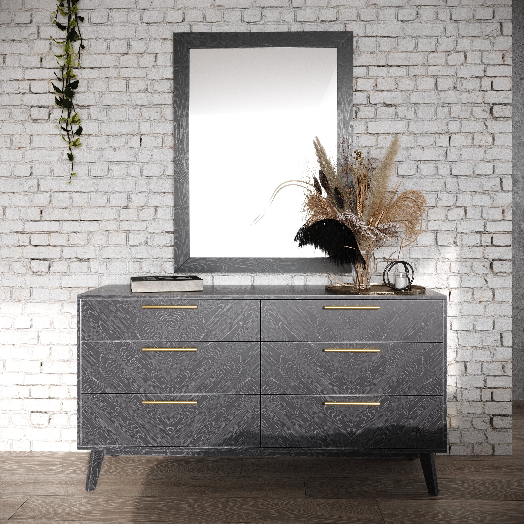 Diana - Modern Grey Ash Mirror