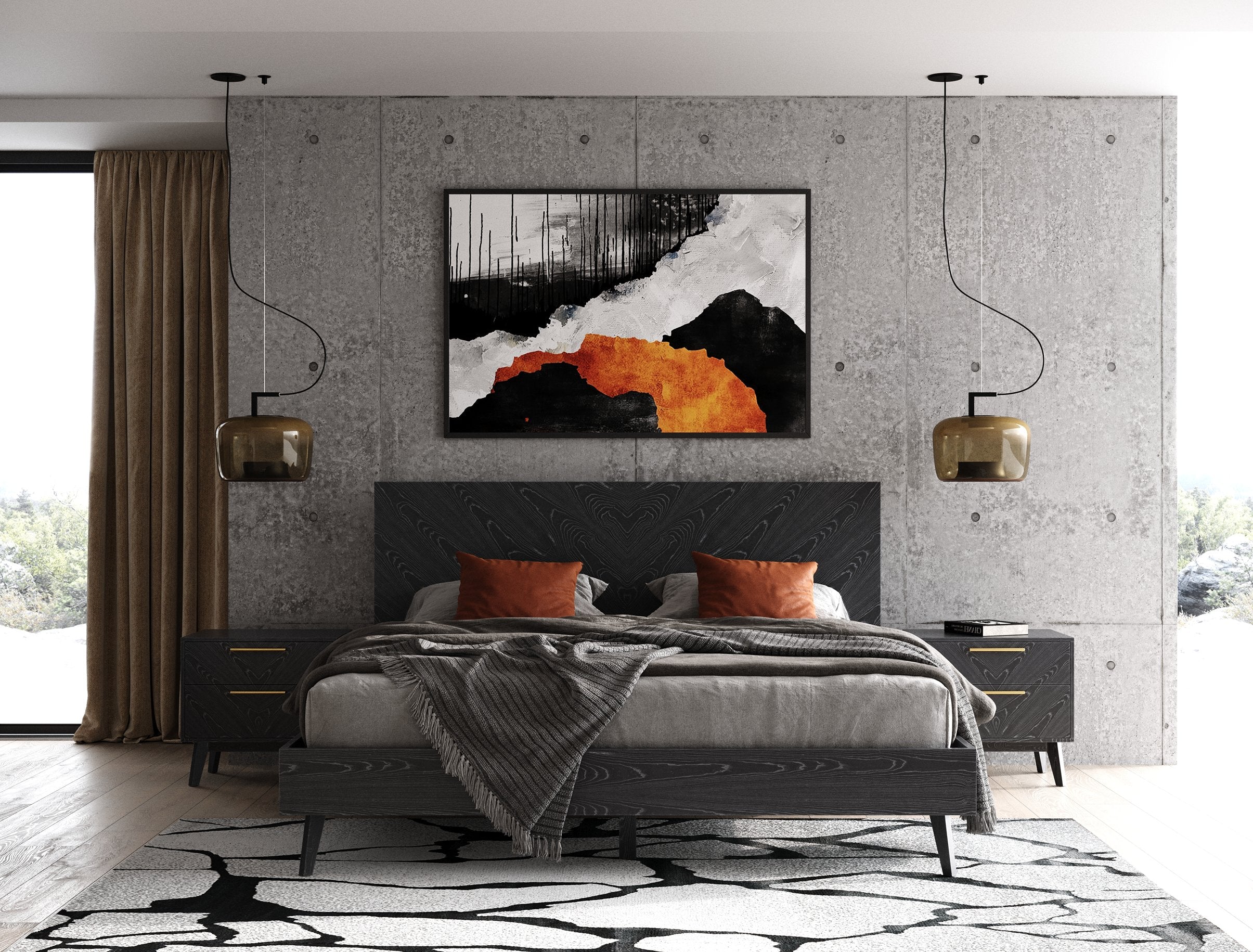 Diana - Eastern King Modern Grey Ash Bed - Eastern King Modern Grey Ash Bed