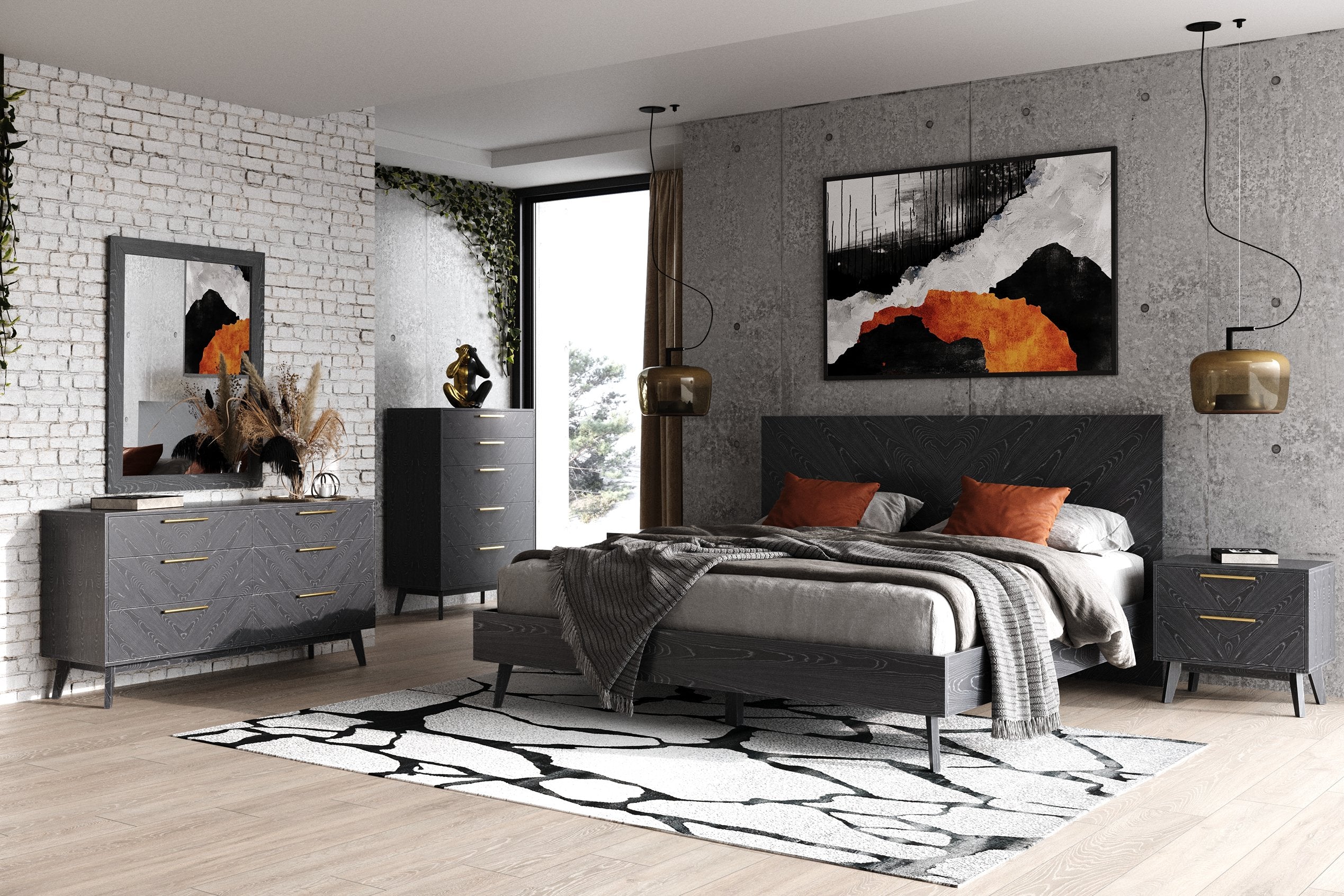 Diana - Eastern King Modern Grey Ash Bed - Eastern King Modern Grey Ash Bed