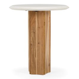 Dillinger - Modern White Marble + Mango Wood End Table