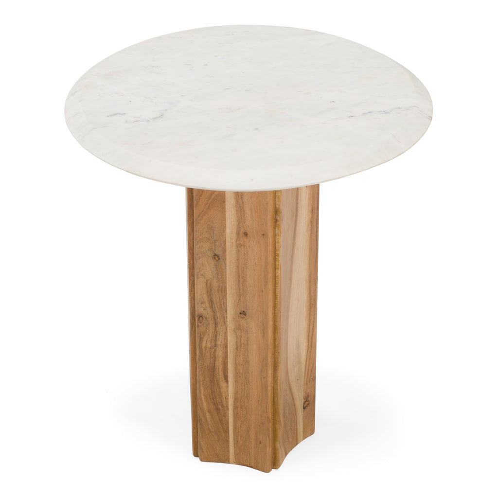 Dillinger - Modern White Marble + Mango Wood End Table