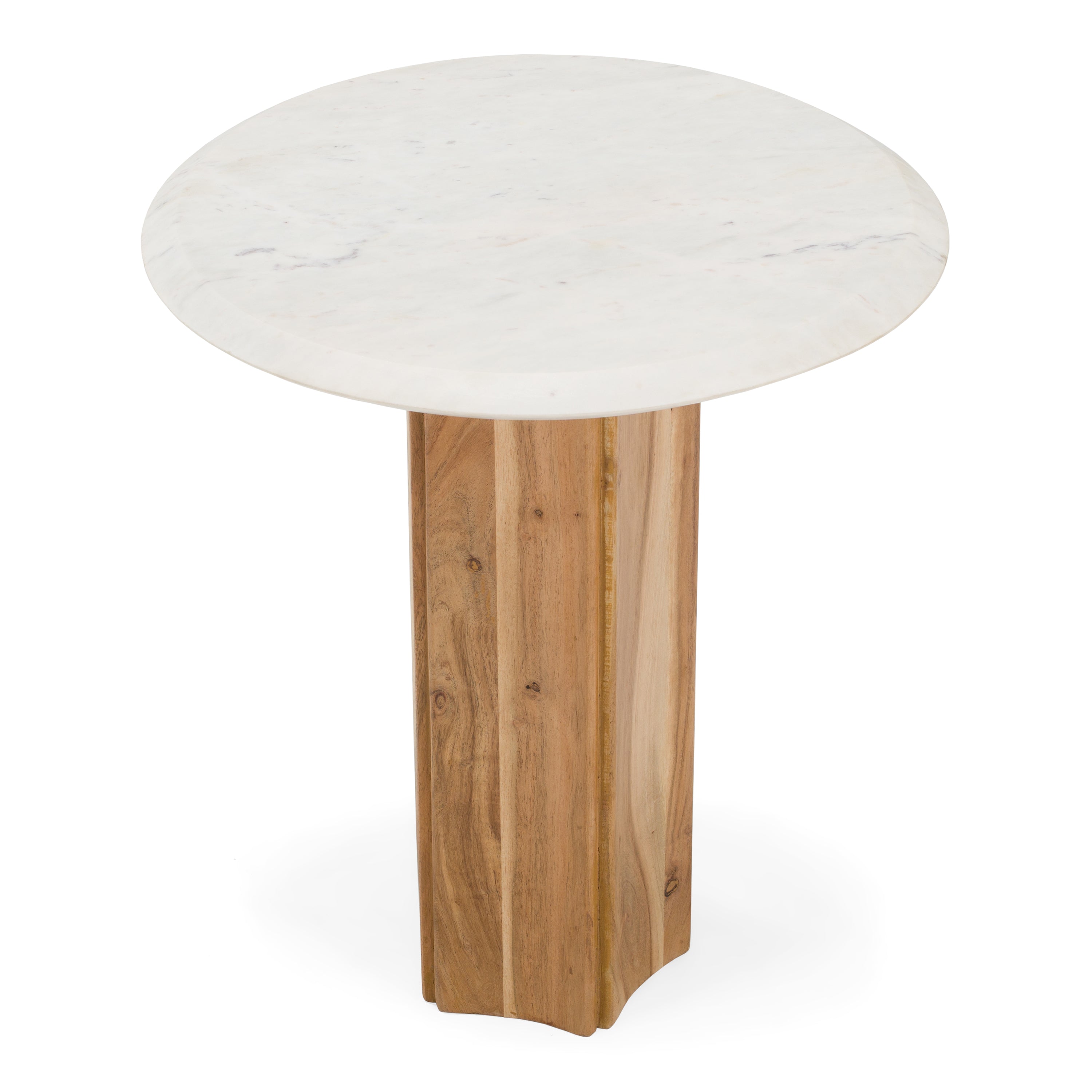 Dillinger - Modern White Marble + Mango Wood End Table