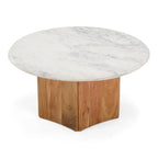 Dillinger - Modern White Marble + Mango Wood Coffee Table
